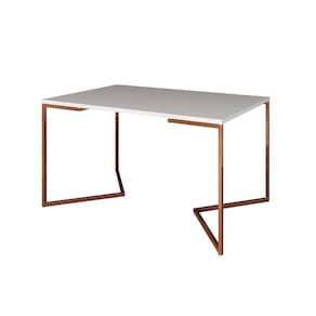 Mesa Jantar Industrial Retangular 137x90cm Base Cobre V Branco