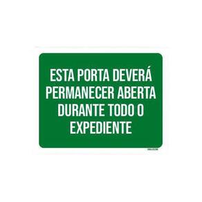 Kit 3 Placas  Sinalização Porta Deverá Permanecer Aberta