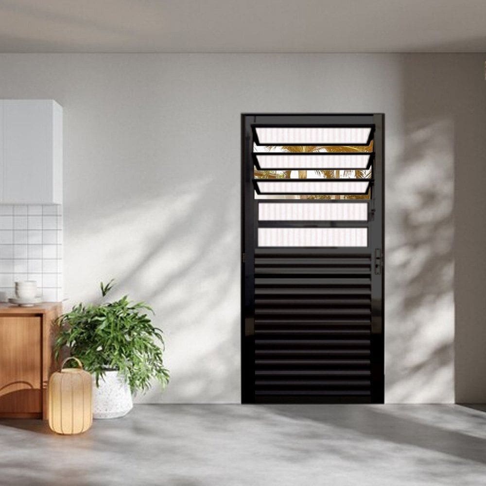 Porta Basculante Palheta Linha 25 210x80 Lado Direito Preto