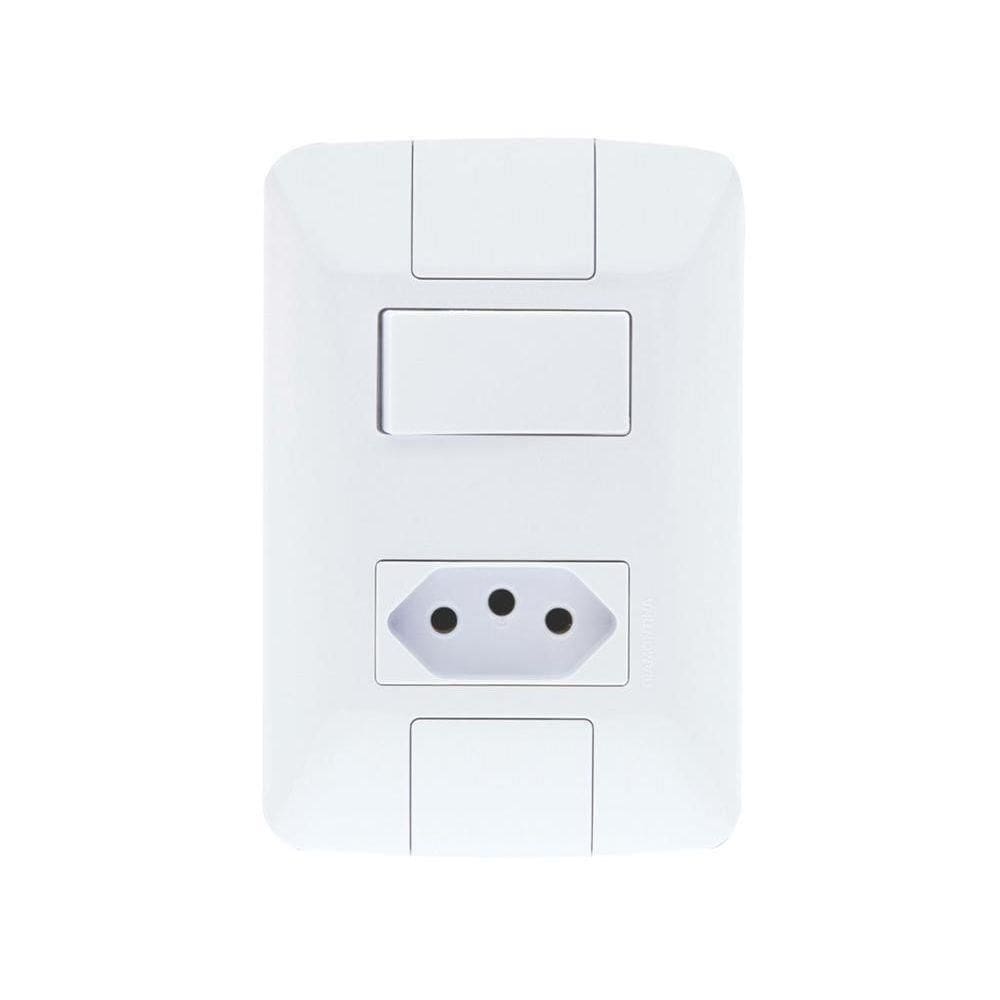 Conj. 1 Interruptor Simples 6A + 1 Tomada 2P+Tp 20A Aria