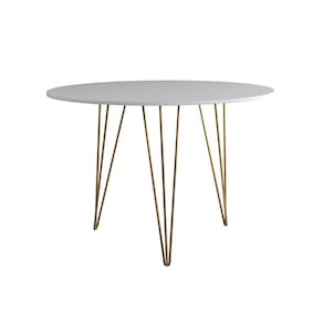 Mesa de Jantar Redonda 90cm Clips 3 Pés Ferro Branco