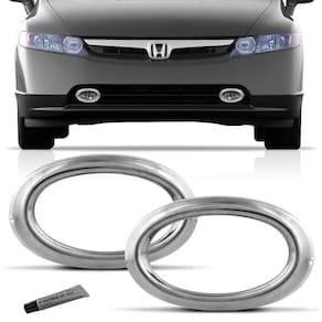 Par Aplique Cromado Farol De Milha Honda Civic 2005 A 2008