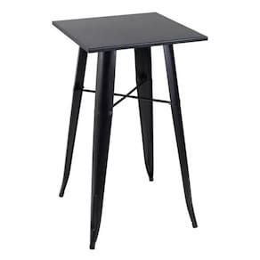 Mesa Bistro Alta De Bar Café Tolix - 60 X 60 Cm Preta