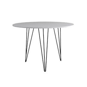 Mesa de Jantar Redonda 90cm Clips 3 Pés Ferro Branco