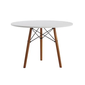 Mesa Eames Eiffel Tampo Redondo Isabella Mdp 80cm 3 Pés em Madeira Branco