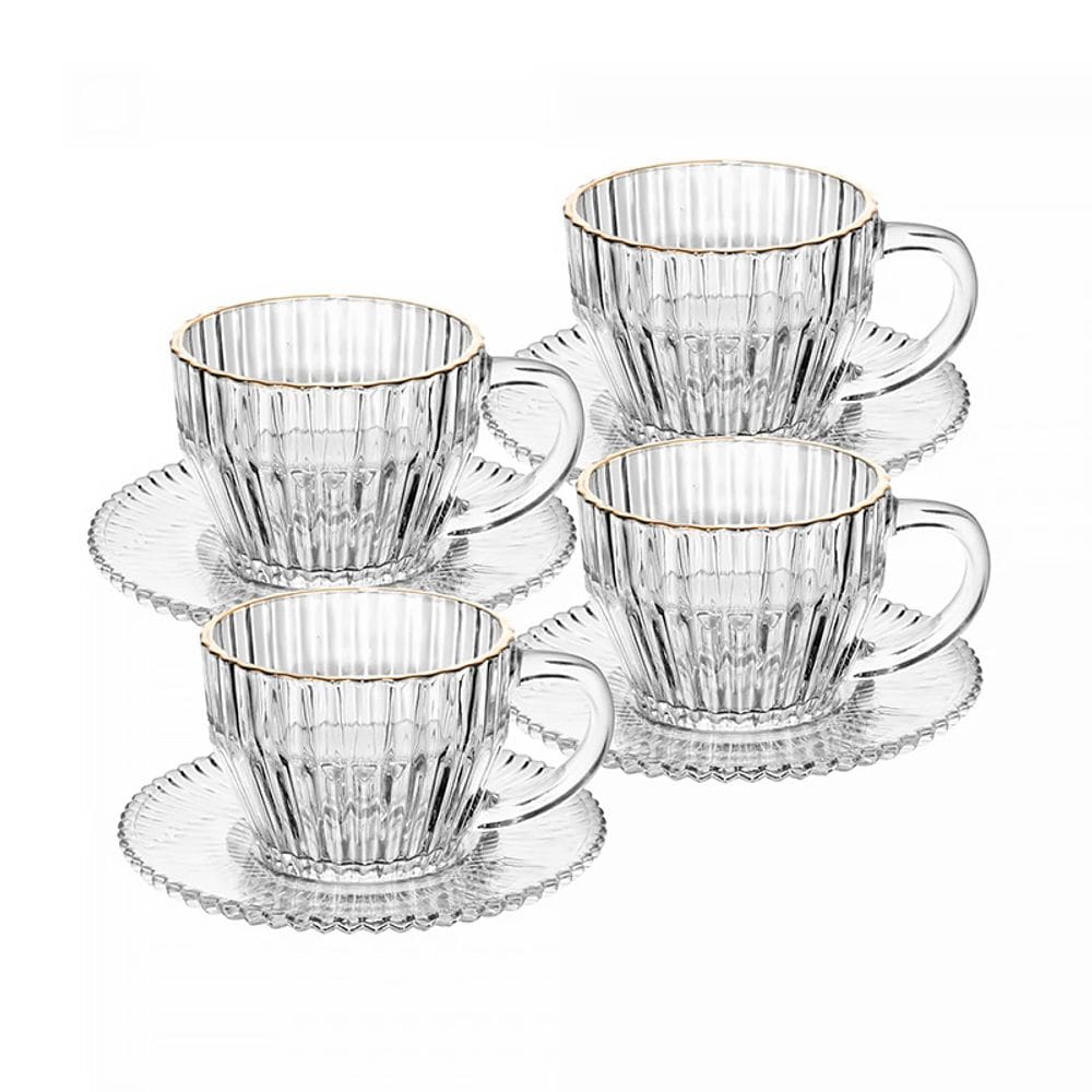 Conjunto 4 Xícaras de Café de Cristal com Fio de Ouro Imperatriz 110ml 20846 - Wolff