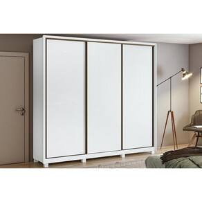 Guarda Roupas 3 Portas de Correr e 6 Gavetas c/ Pés Spazio Branco - Lopas