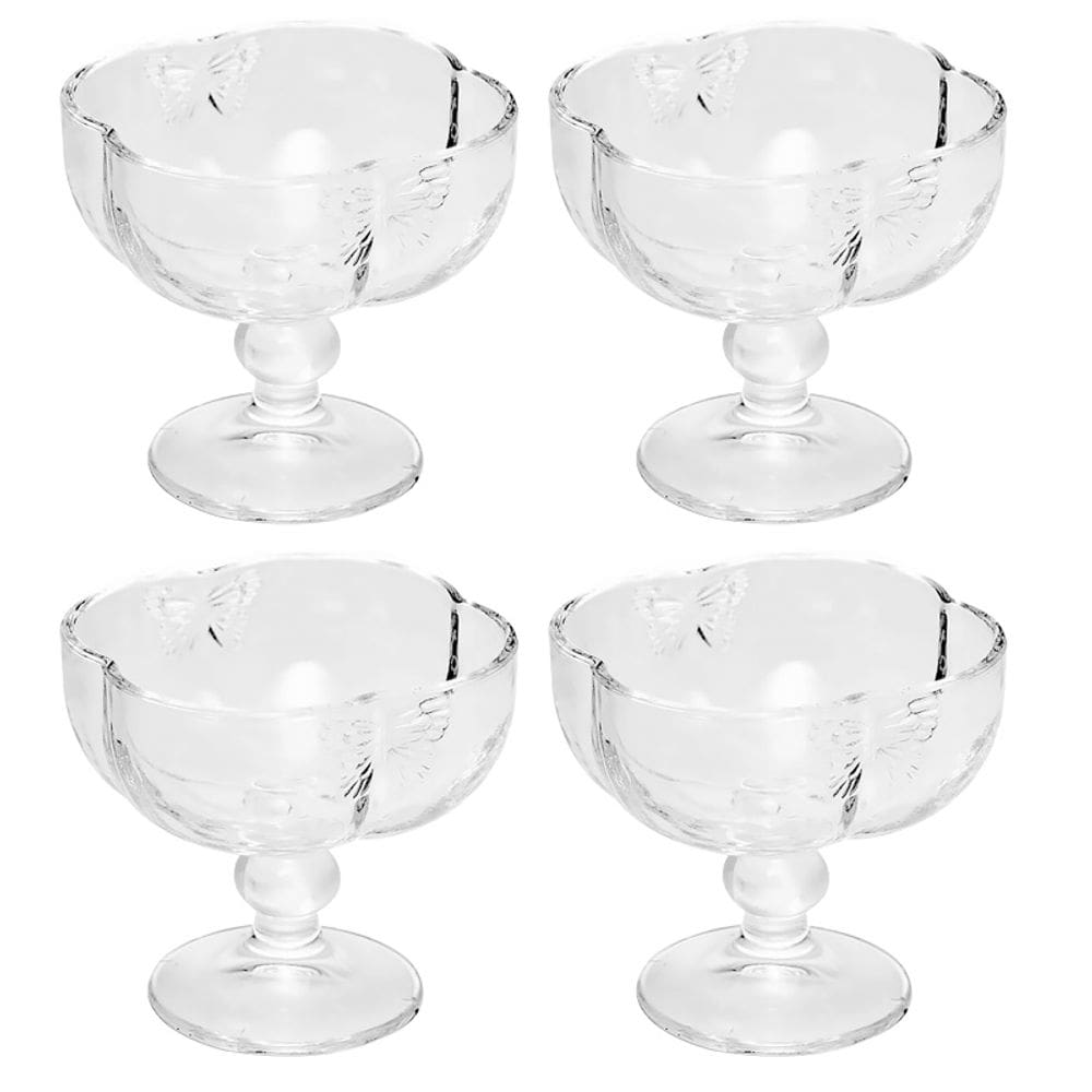 Conjunto 4 Taças para Sobremesa de Vidro Butterfly 20596 - Wolff
