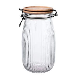 Pote Vidro Hermético Versalhes Tampa Bambu Trava Prime 1700ml - Lehaví
