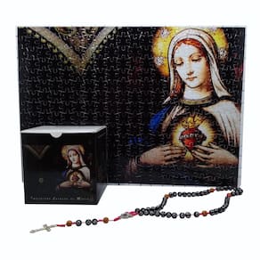 Quebra-Cabeça Religioso Imaculado Coração De Maria De 300 pç + Terço Especial