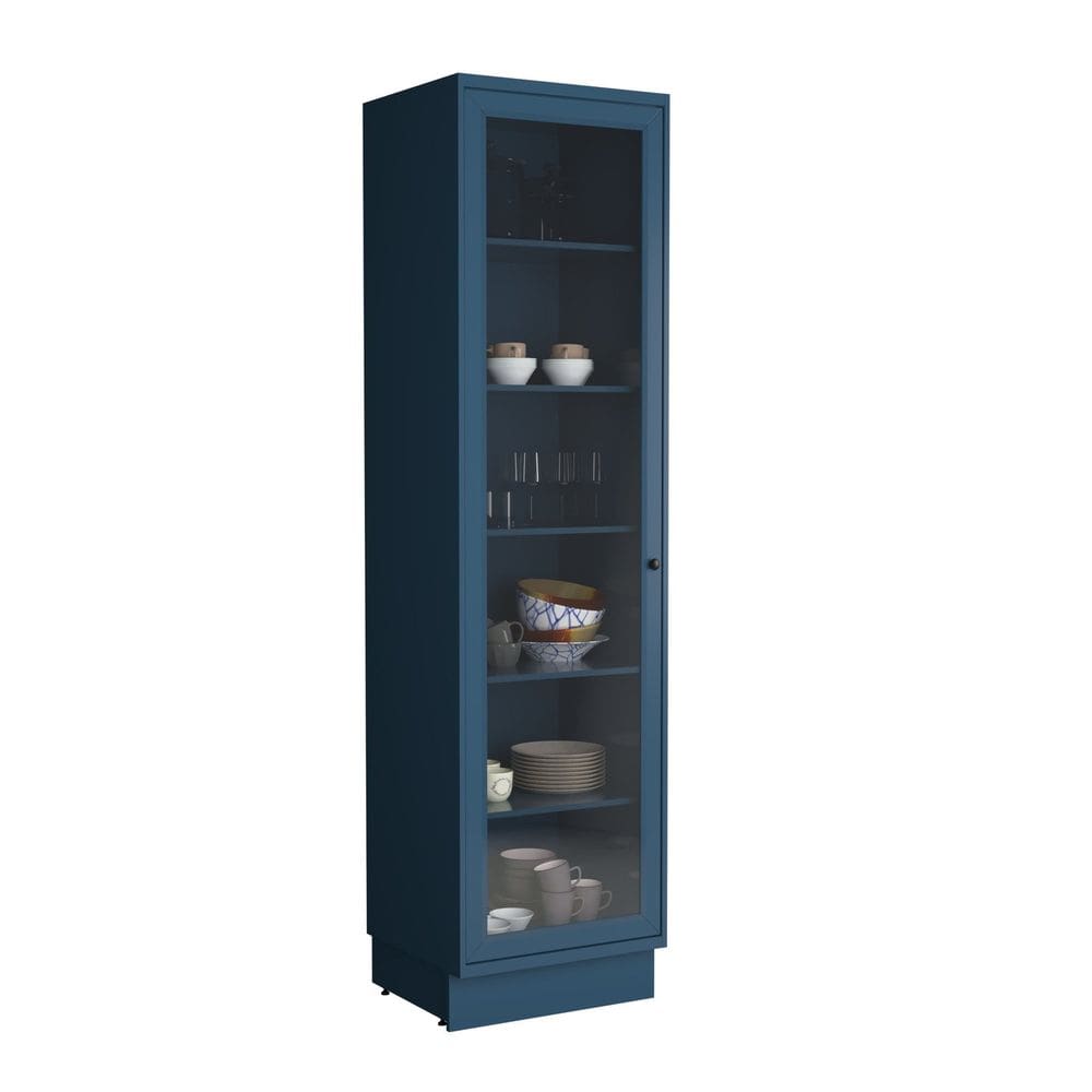 Paneleiro 1 Porta com Vidro 60cm Cozinha Sevilha Azul Órion