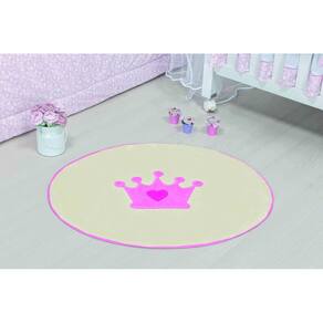 Tapete Infantil Quarto Bebê Pelúcia Coroa Baby Rosa