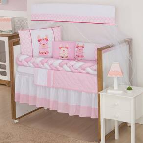 Kit Protetor Berço Trança Lhama Baby 10 Peças