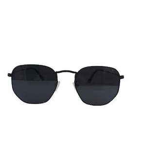 Óculos De Sol Hexagonal Unissex Preto Uv400