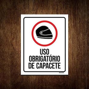 Placa Sinalização - Uso Obrigatório Capacete 27X35