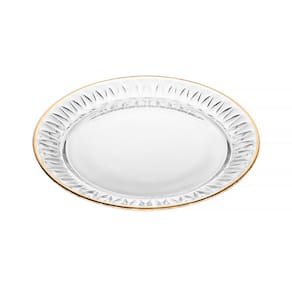 Conjunto 2 Pratos para Sobremesa de Cristal com Fio de Ouro Radial 20cm 220379 - Lyor