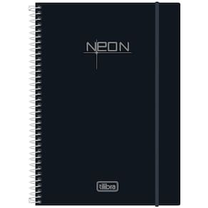 Caderno Espiral Capa Dura  10 Matérias 200 Folhas Neon Preto