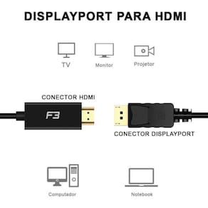 Cabo Adaptador Conversor Displayport Para Hdmi 1.8 Metros