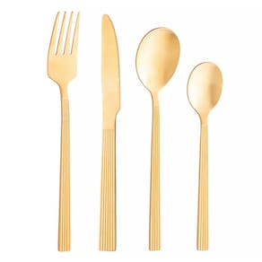 Conjunto Faqueiro Athenas Aço Inox Dourado 16 pçs 220061 - Lyor