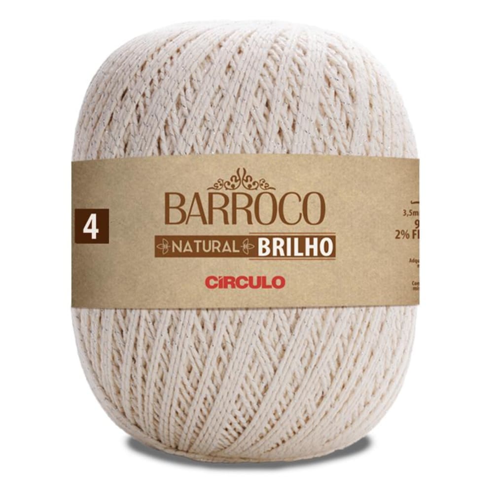 Barbante Barroco Natural Brilho Prata Nº04 700g