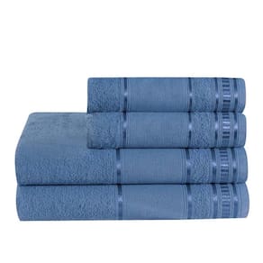 Toalhas de Banho 4 Peças Premium Azul Jeans 100% Algodão
