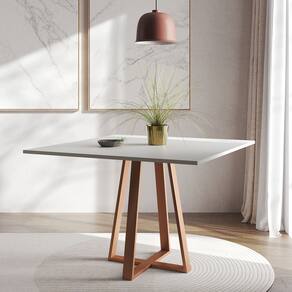 Mesa de Jantar Mônaco 110cm Tampo Branco Pés Cobre