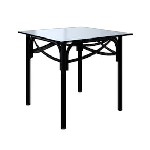 Mesa Katrina Preta Quadrada Tampo de Madeira 90cm