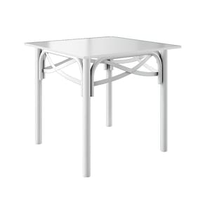 Mesa Katrina Branca Quadrada Tampo de Madeira 90cm