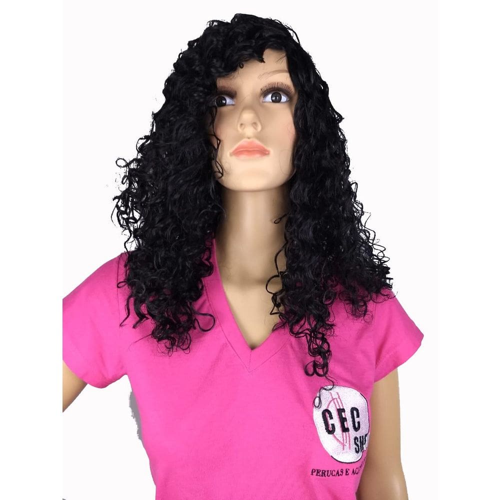 Peruca Lace Wig Afro Cacheada Castanho Escuro Fibra Futura