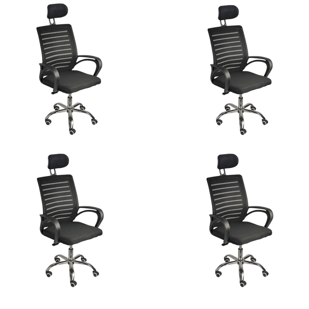 Kit 4 Cadeiras de Escritório Secretaria Diretor Roma Ergonômica com apoio de Nuca