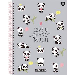 Caderno My Friend Panda Universitário Escolar 1 Matéria