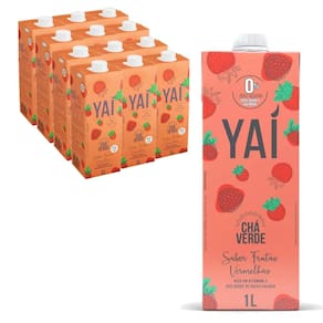 Kit Com 12Und Chá Verde Yai Sabor Frutas Vermelhas 1 Litro