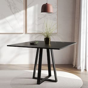 Mesa de Jantar Mônaco 110cm Tampo Preto Pés Preto
