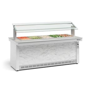 Buffet Refrigerado 10 Cubas Gbrf200 Gelopar 10gns 220v Branco E Mármore