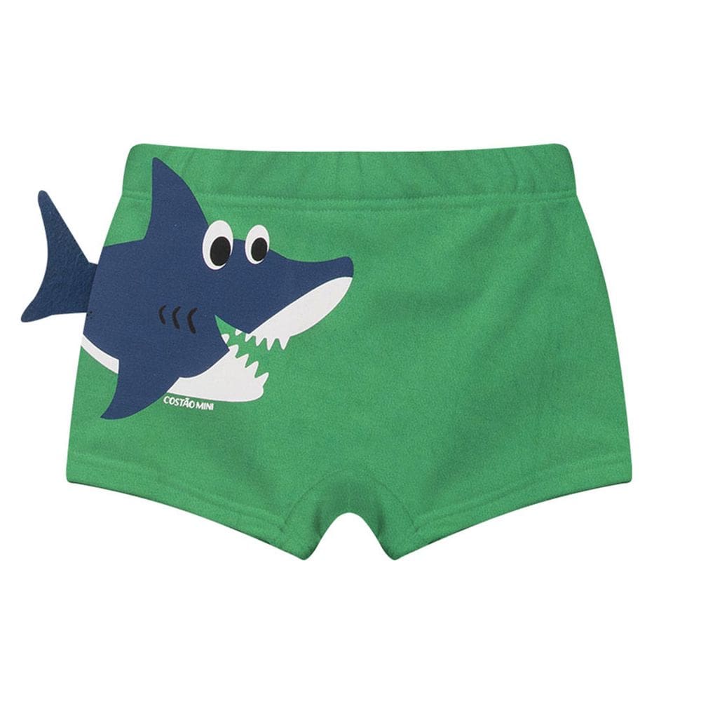 Sunga Boxer Bebê Proteção UV Tubarão Verde Camaleão Costão