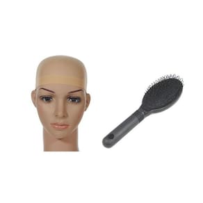 2 Touca Wig Cap Bege + Escova Especial Para Pentear Perucas.