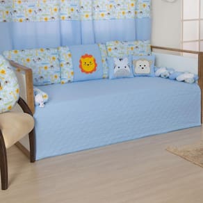 Kit Bicama Quarto Bebê Savana Menino Azul 8 Peças