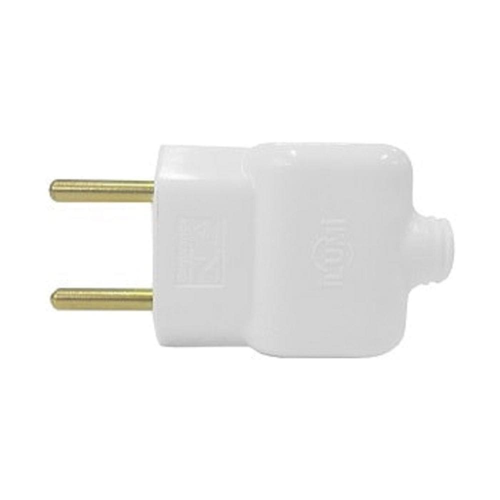 Dez Pinos Macho Prensa Cabo Bipolar Branco 2P 20A 250V Ilumi