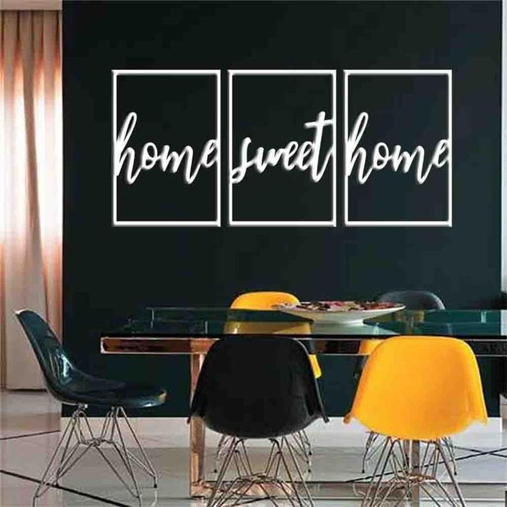 Quadro Decorativo Vazado Home Sweet Home MDF 3mm Branco