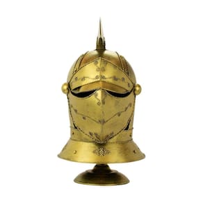 Enfeite Capacete Cavaleiro Medieval Dourado 47X26X30Cm