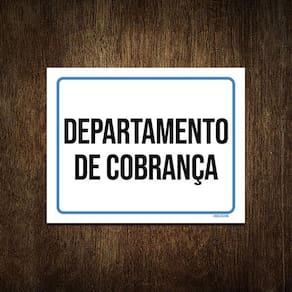 Placa Sinalização Ambiente Departamento Cobrança 27X35
