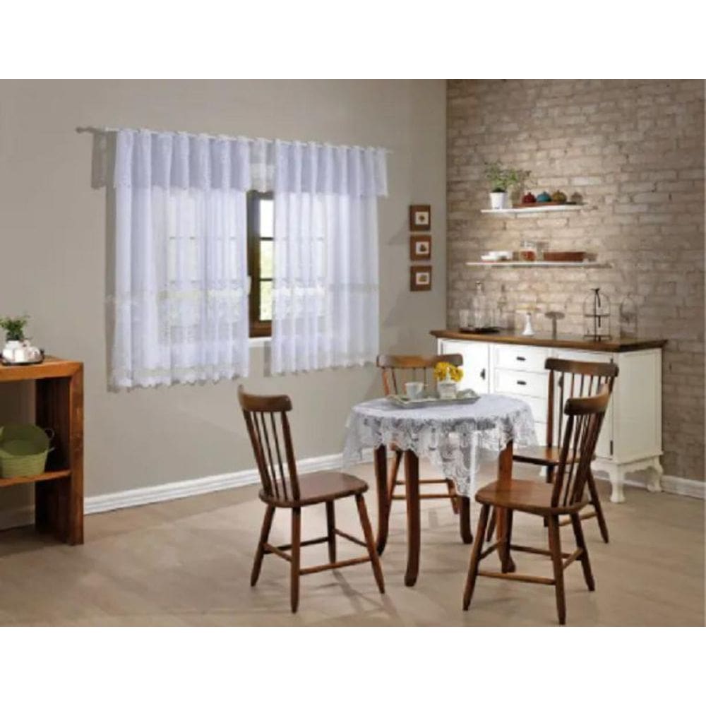 Cortina De Renda Arabesco Branca 2,80Mx1,50M + 30Cm