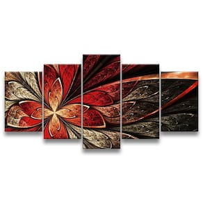 Quadro Decorativo 129x63 Sala Quarto Flor Vermelha Design