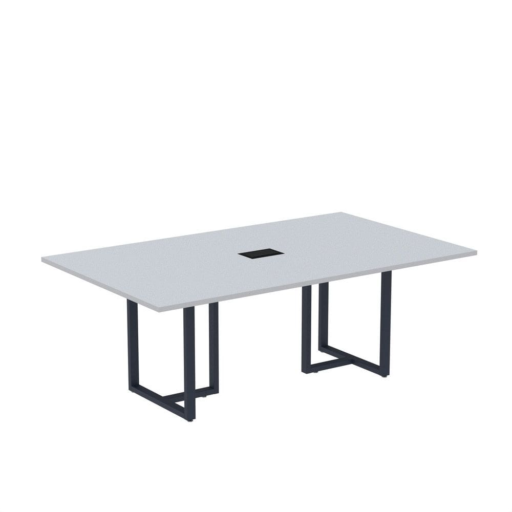 Mesa de Reunião Retangular com Power Box 200x90cm Mr2000p25tub Cinza/Grafito