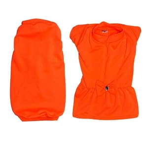 Kit Roupas Para Pet Camiseta E Vestido Neon Laranja Gg