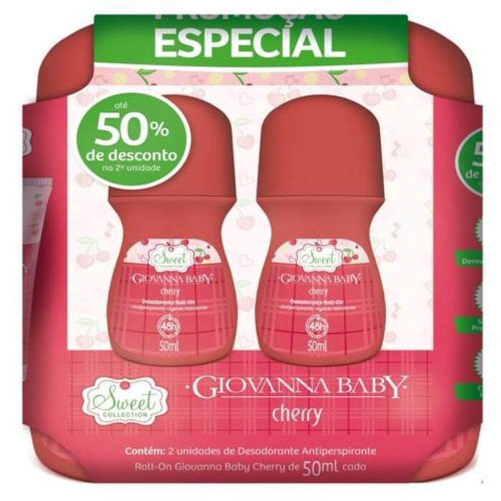 Kit 2 Giovanna Baby Desodorante Roll-On Cherry 50Ml