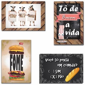 Kit de placas decorativas em MDF - R+ Adesivos - 4x 20x30cm
