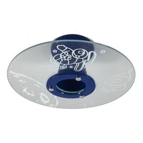 Lustre Plafon - Lua Azul - 1 Vidro - Quarto Infantil