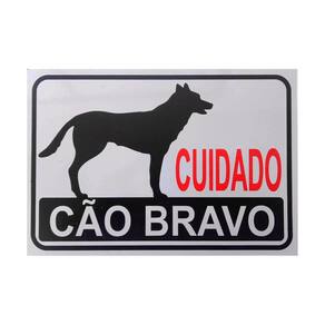 Placa De Sinalização Cuidado Cão Bravo 30X20 - Ps22 F5E