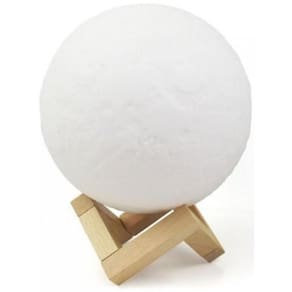 Luminária Abajur Lua Cheia 3D Led Com Suporte 15Cm